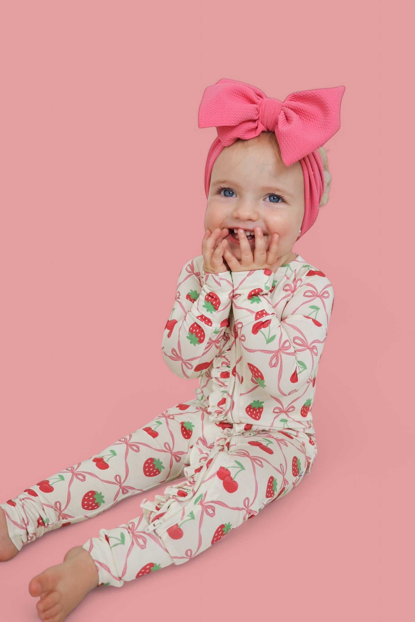 CHERRY BOW BERRY DREAM RUFFLE ZIPPER ROMPER