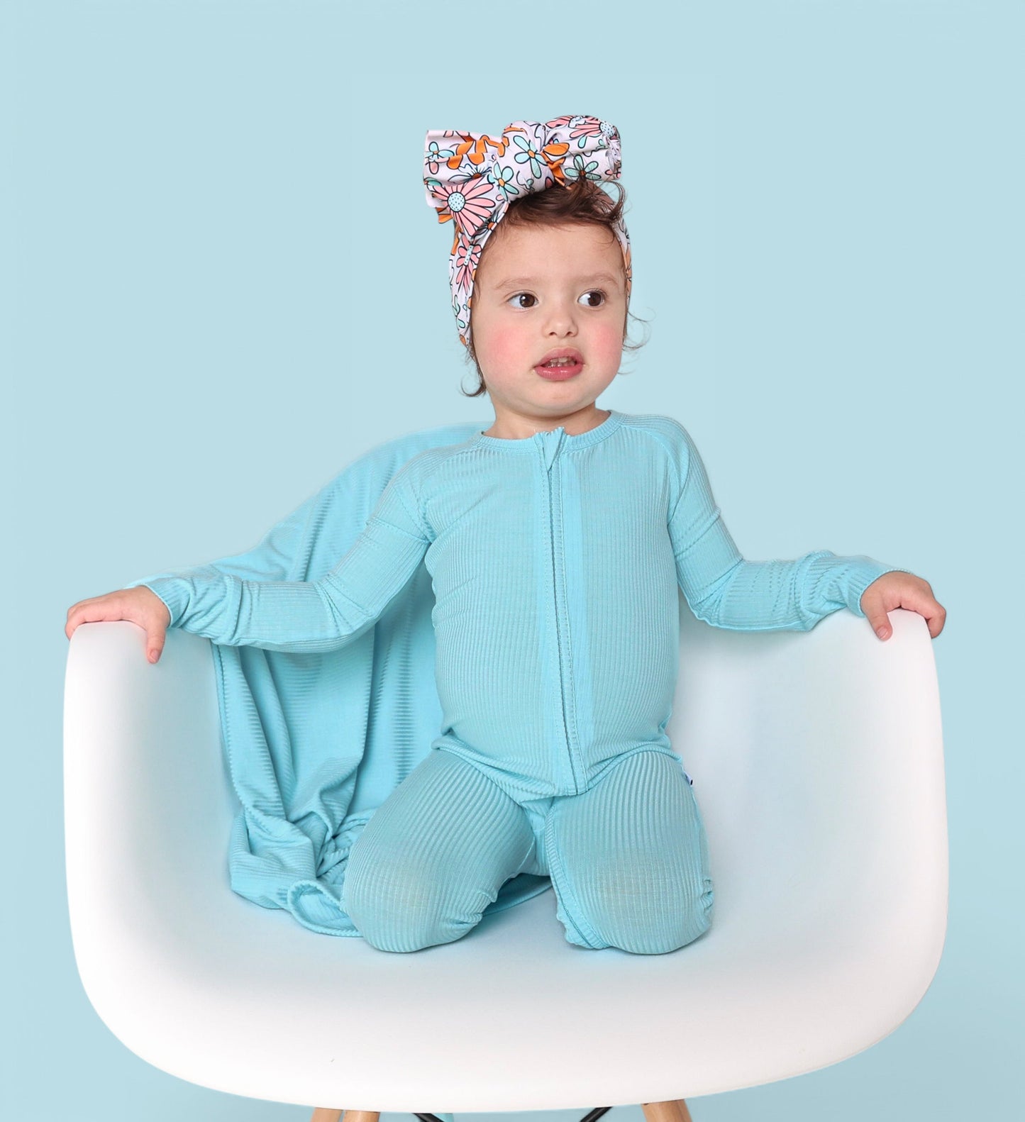 CAPRI BLUE RIB DREAM ZIPPER ROMPER