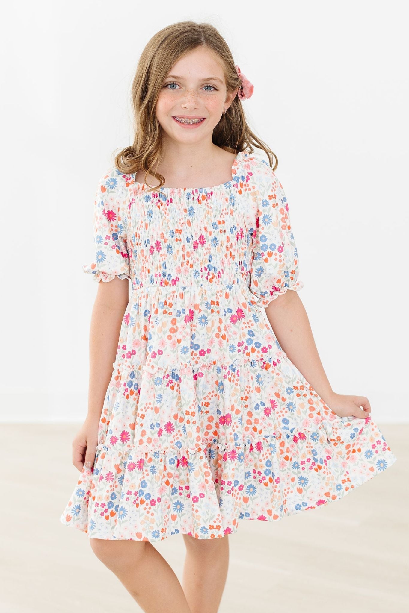 Meadow Magic Floral Smocked Ruffle Dress