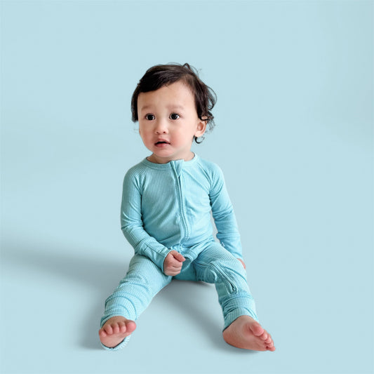 CAPRI BLUE RIB DREAM ZIPPER ROMPER