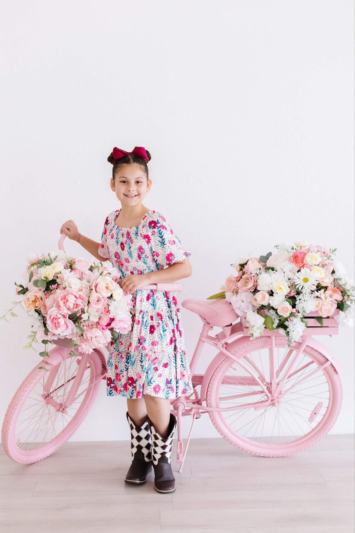 Dots & Daisies Smocked Floral Ruffle Dress