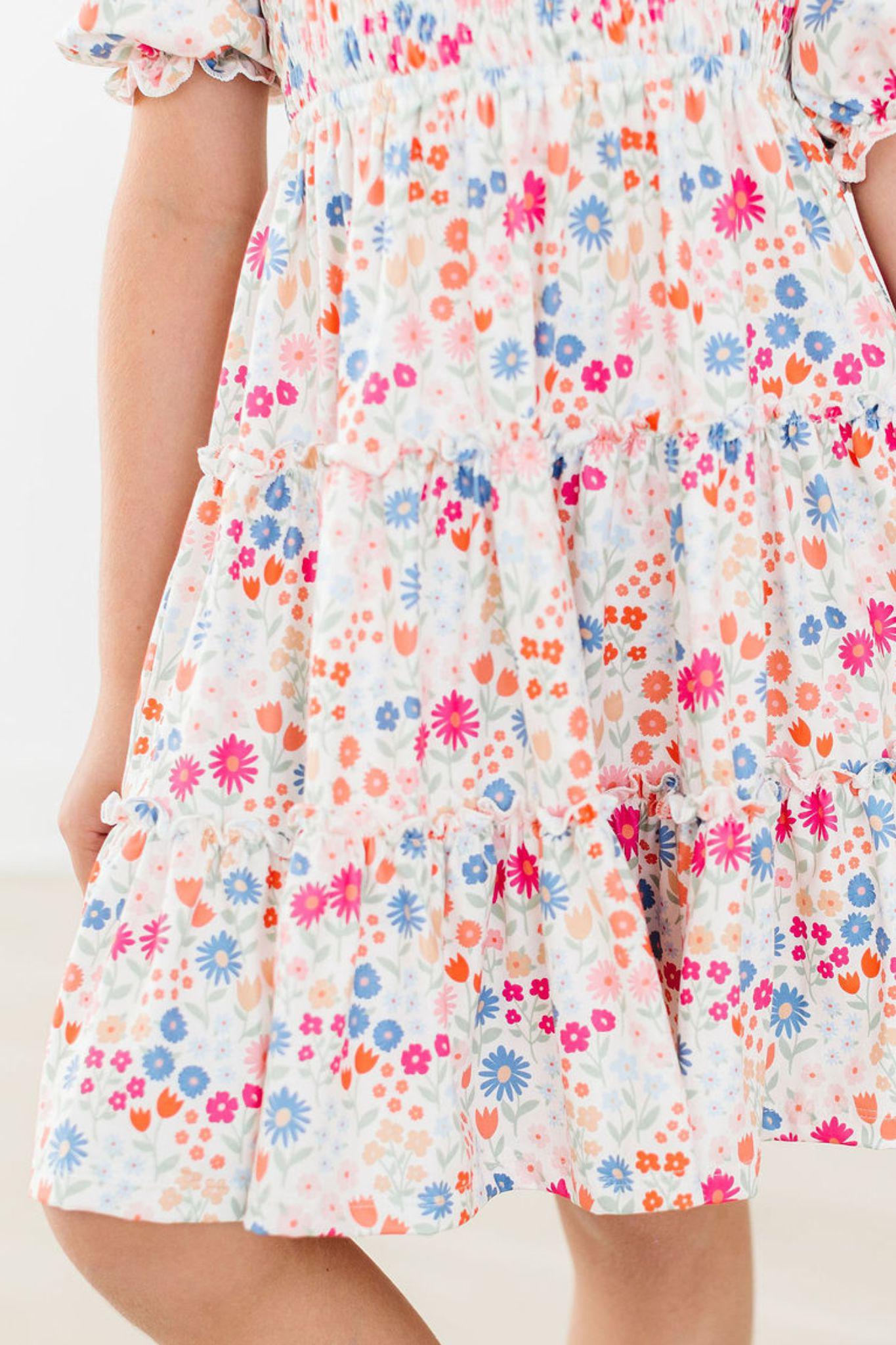 Meadow Magic Floral Smocked Ruffle Dress