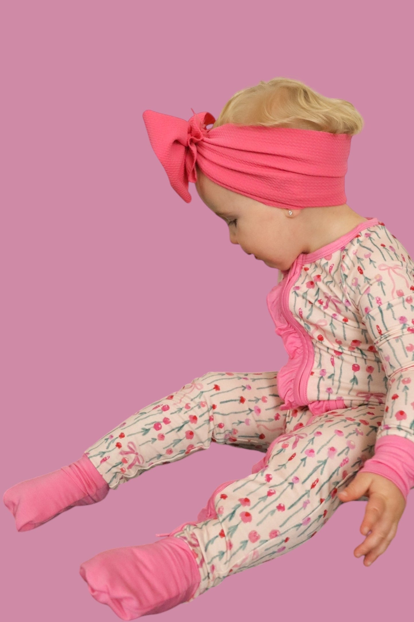 BLOOMS & BOWS DREAM FLORAL RUFFLE ZIPPER ROMPER