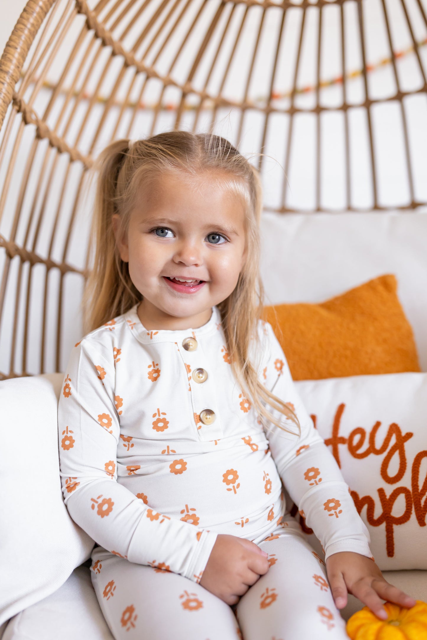 Pumpkin Posie 2pc Floral Bamboo Pajamas for Kids - Sizes Newborn & Up!