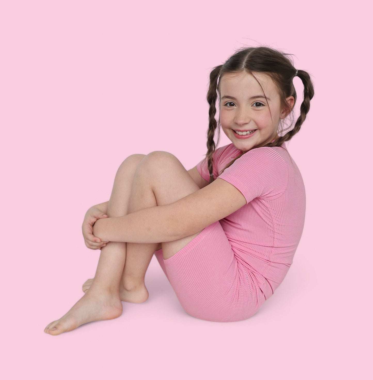 BELLA PINK RIB DREAM SHORT SET