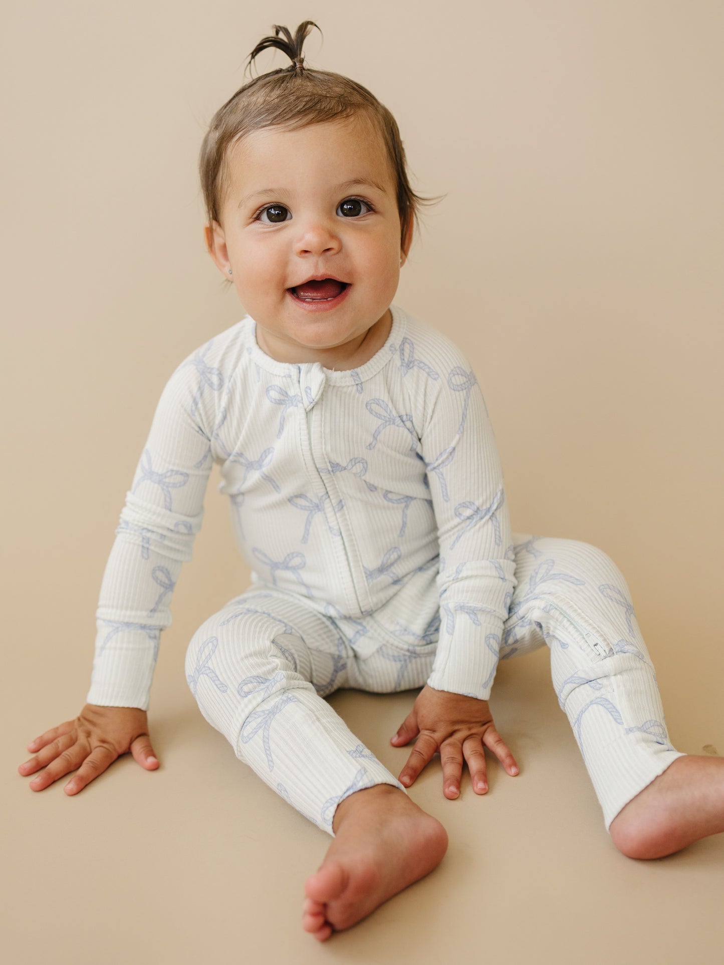 Blue Belle Ribbed Bamboo Zippy Pajamas Romper