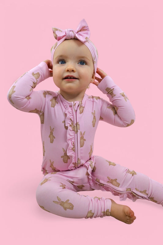 BLUSHIN' BUNNIES DREAM RUFFLE ZIPPER ROMPER