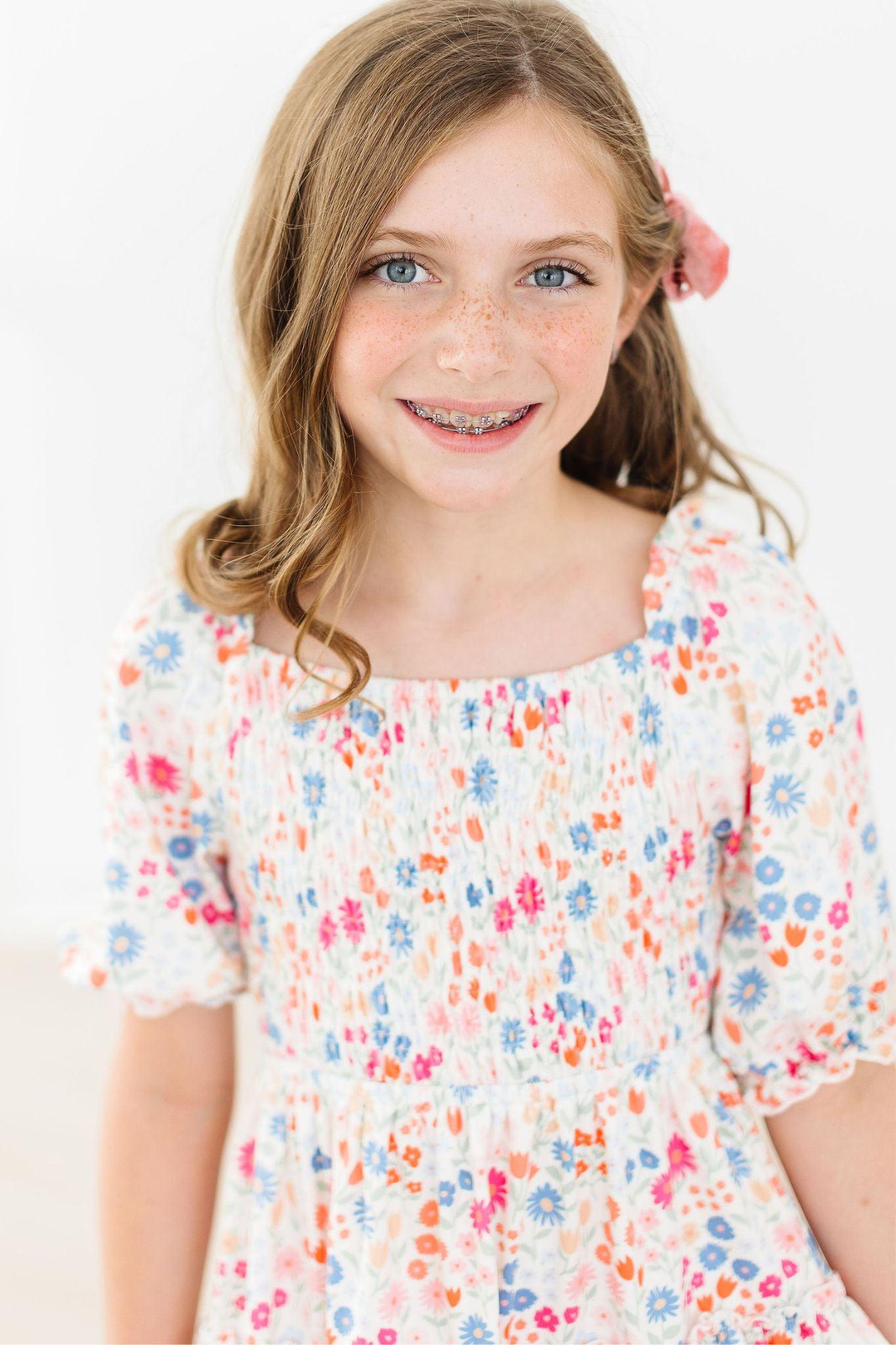 Meadow Magic Floral Smocked Ruffle Dress