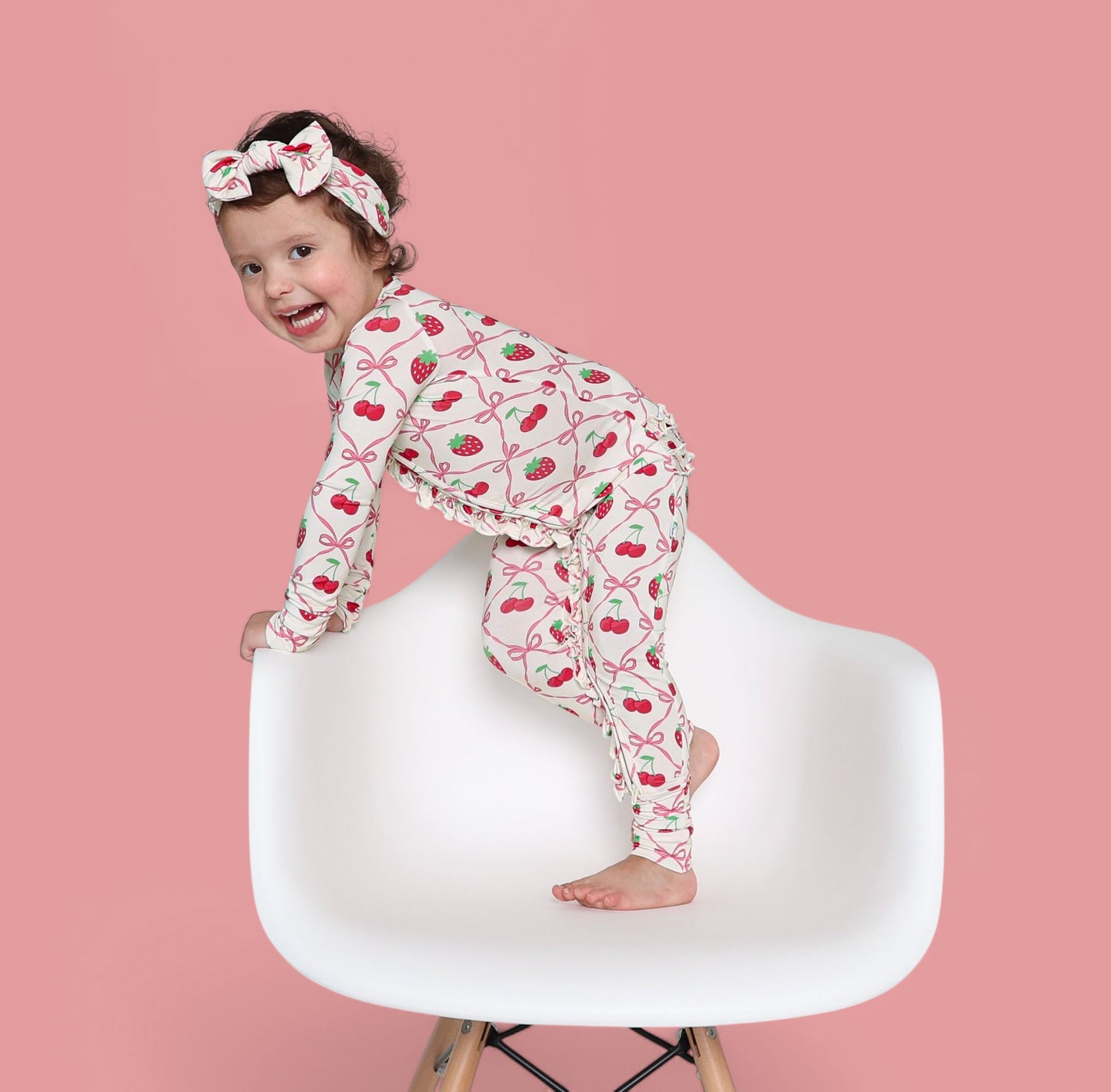CHERRY BOW BERRY DREAM RUFFLE ZIPPER ROMPER