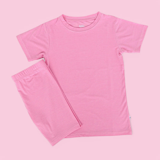 BELLA PINK RIB DREAM SHORT SET