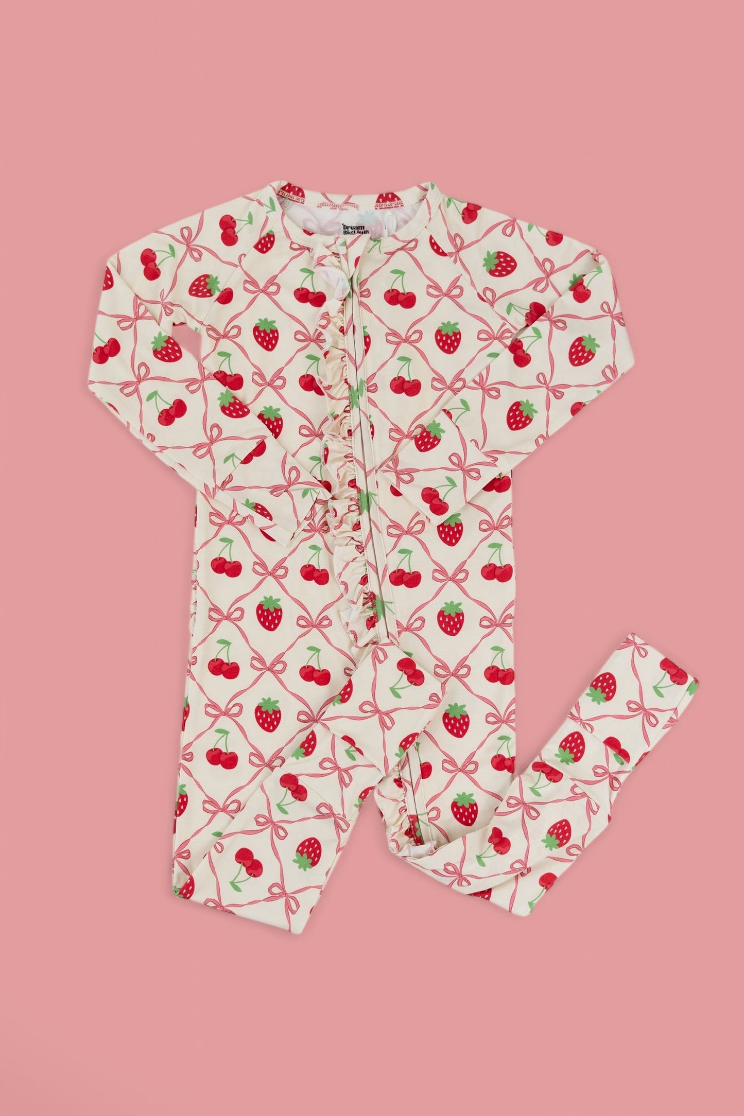 CHERRY BOW BERRY DREAM RUFFLE ZIPPER ROMPER