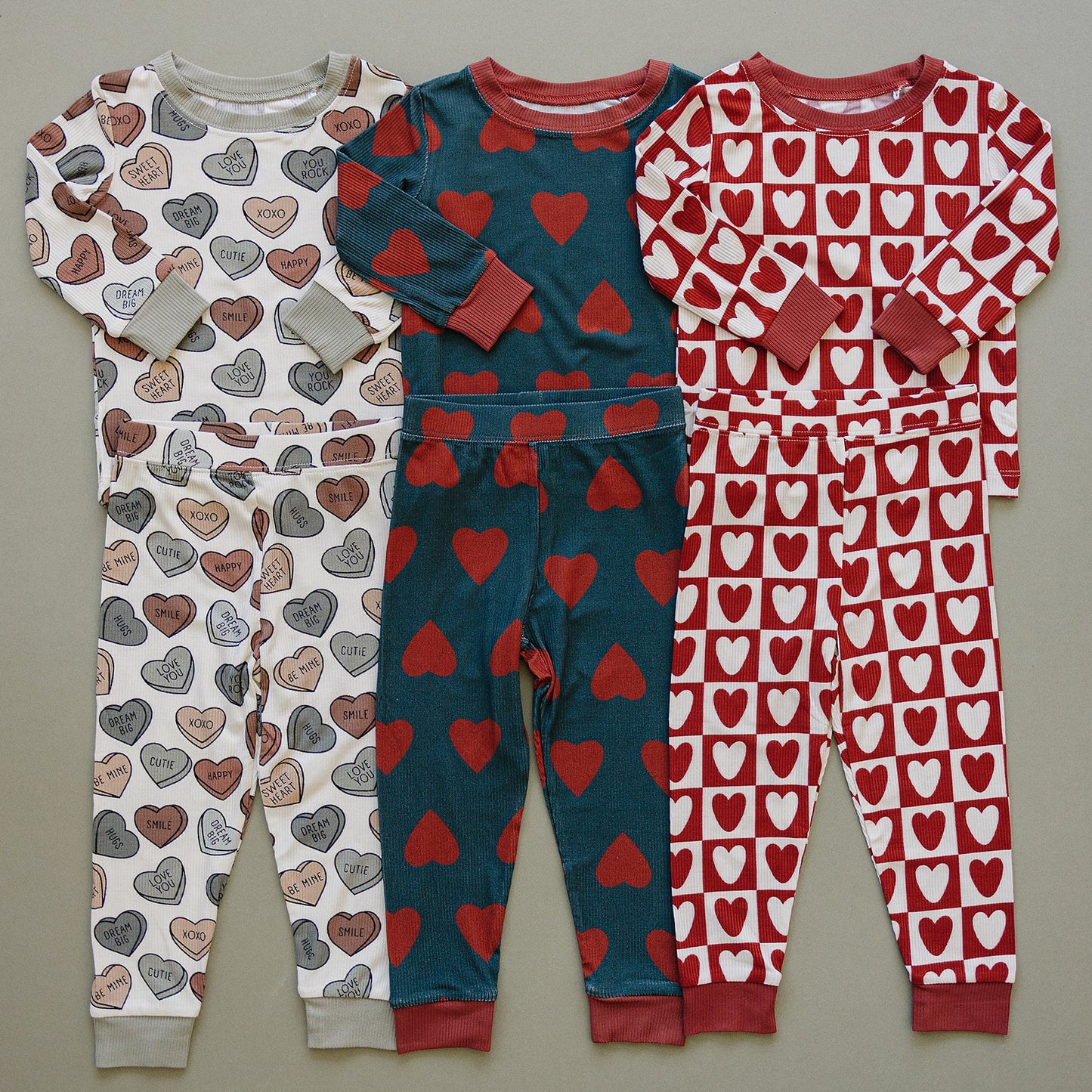 Conversation Hearts Ribbed Bamboo Cozy PJs