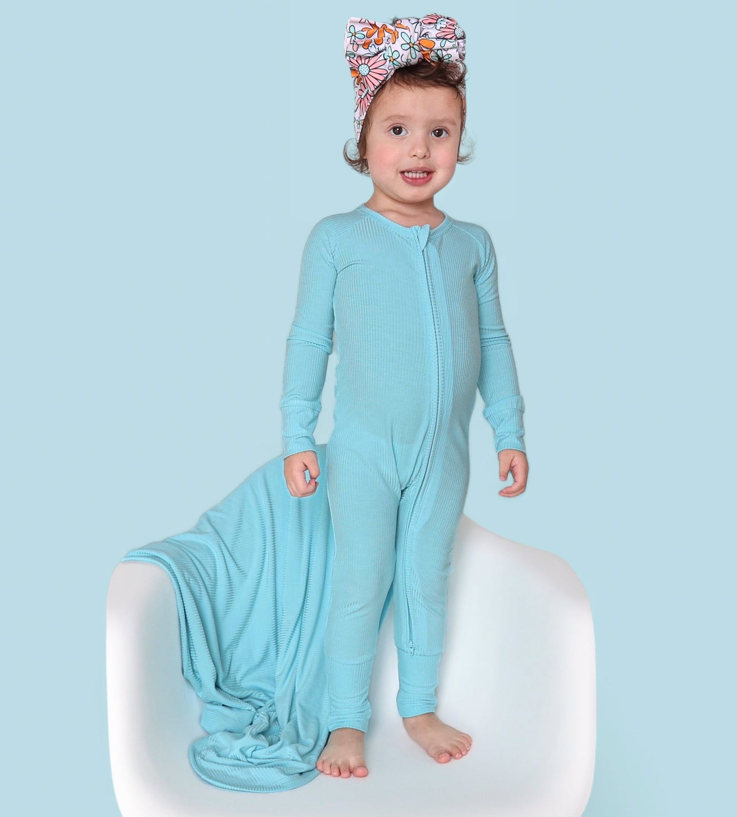 CAPRI BLUE RIB DREAM ZIPPER ROMPER