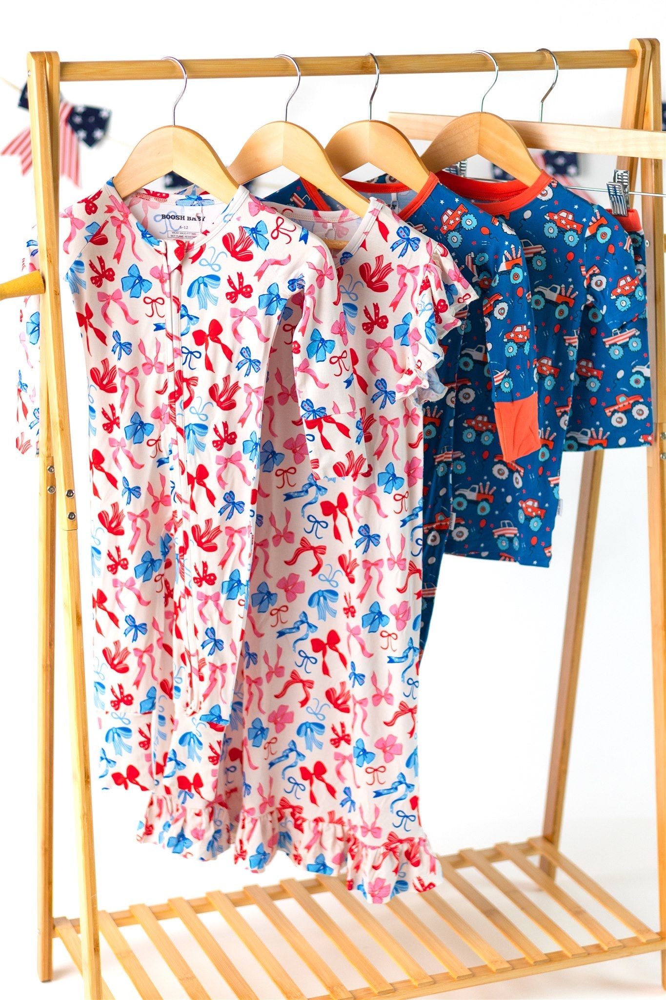 Red, White, & Blue Nightgown | Patriotic Bows Girls Bamboo Nightgown