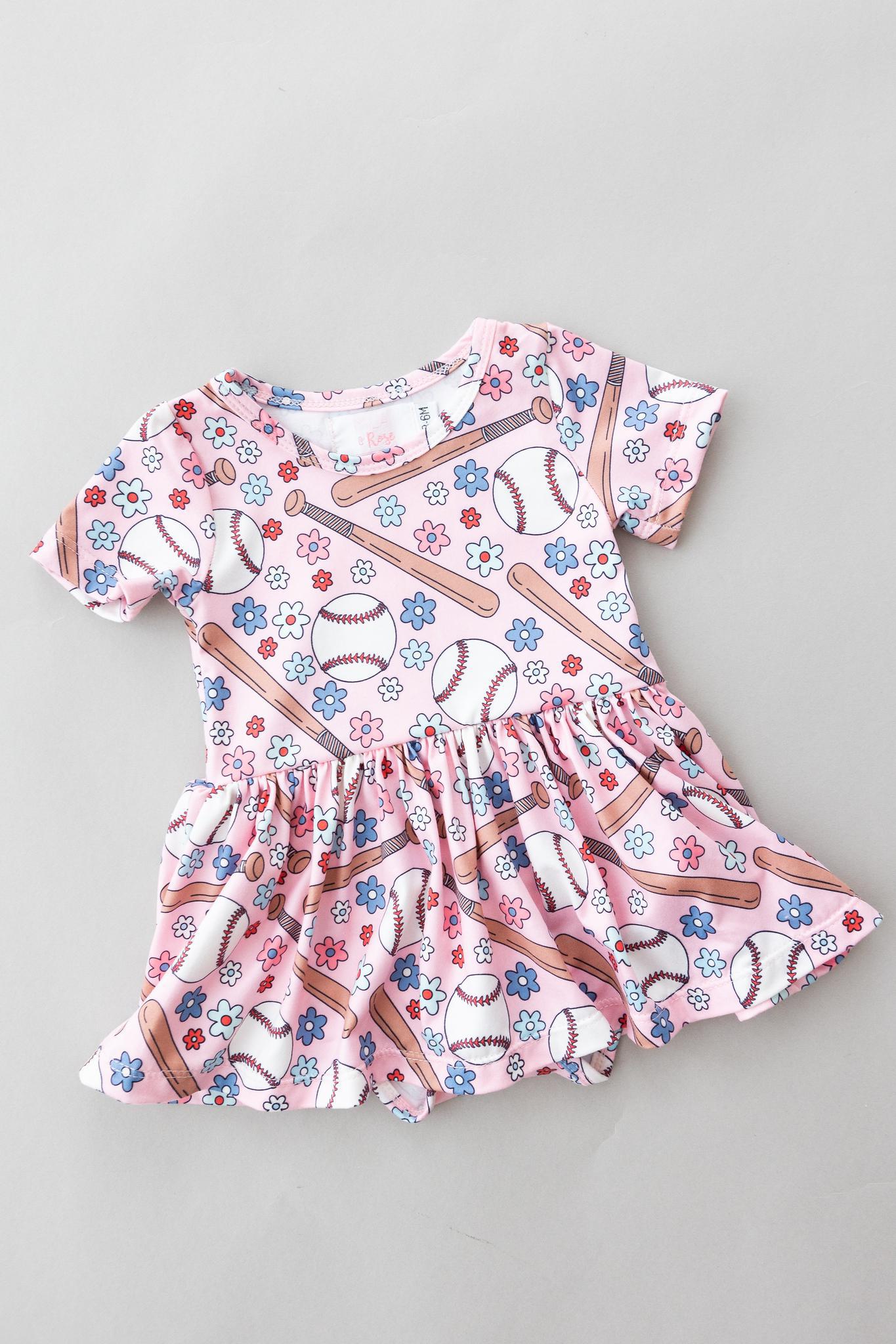 Batter Up S/S Twirl Bodysuit Romper