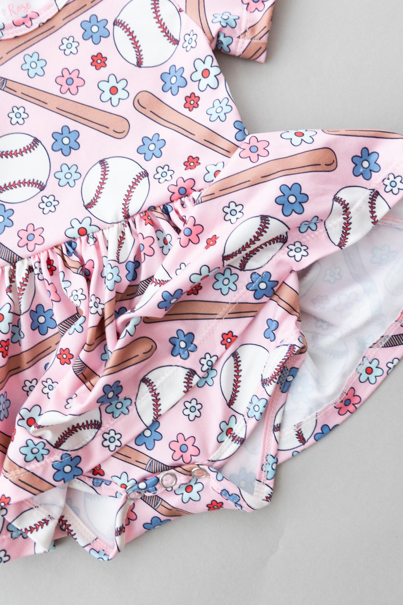 Batter Up S/S Twirl Bodysuit Romper