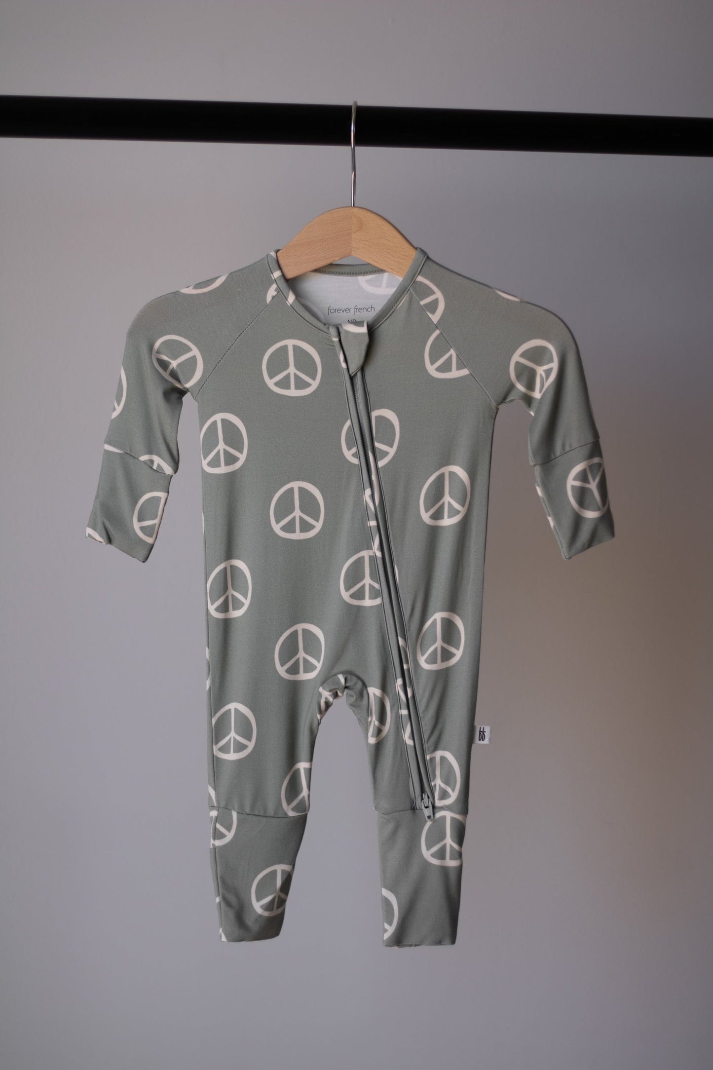 Bamboo Zip Pajamas Zipper Romper | Peace
