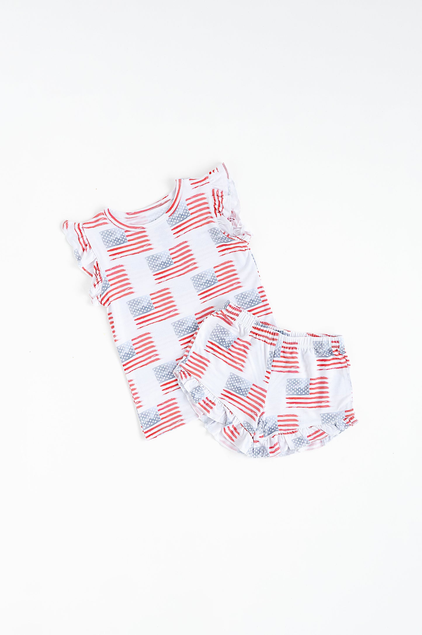 American Flag Ruffle Short Set