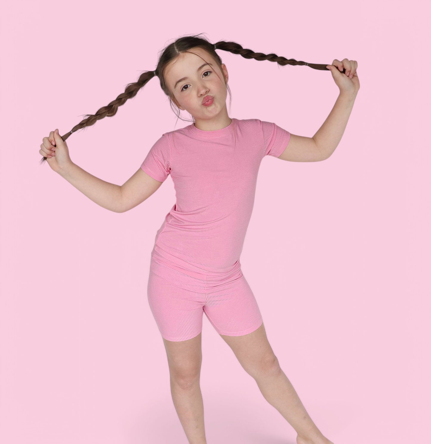 BELLA PINK RIB DREAM SHORT SET