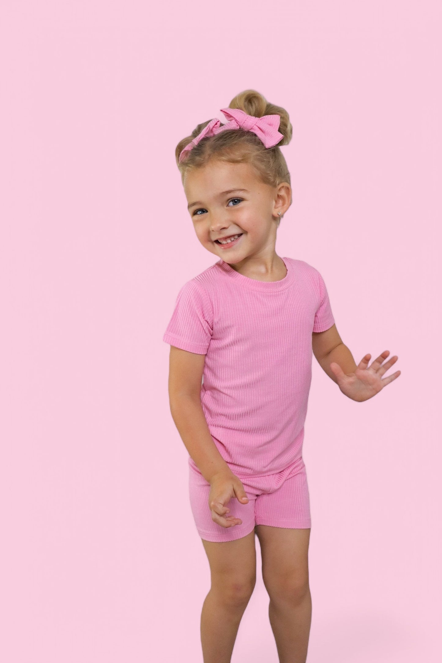 BELLA PINK RIB DREAM SHORT SET