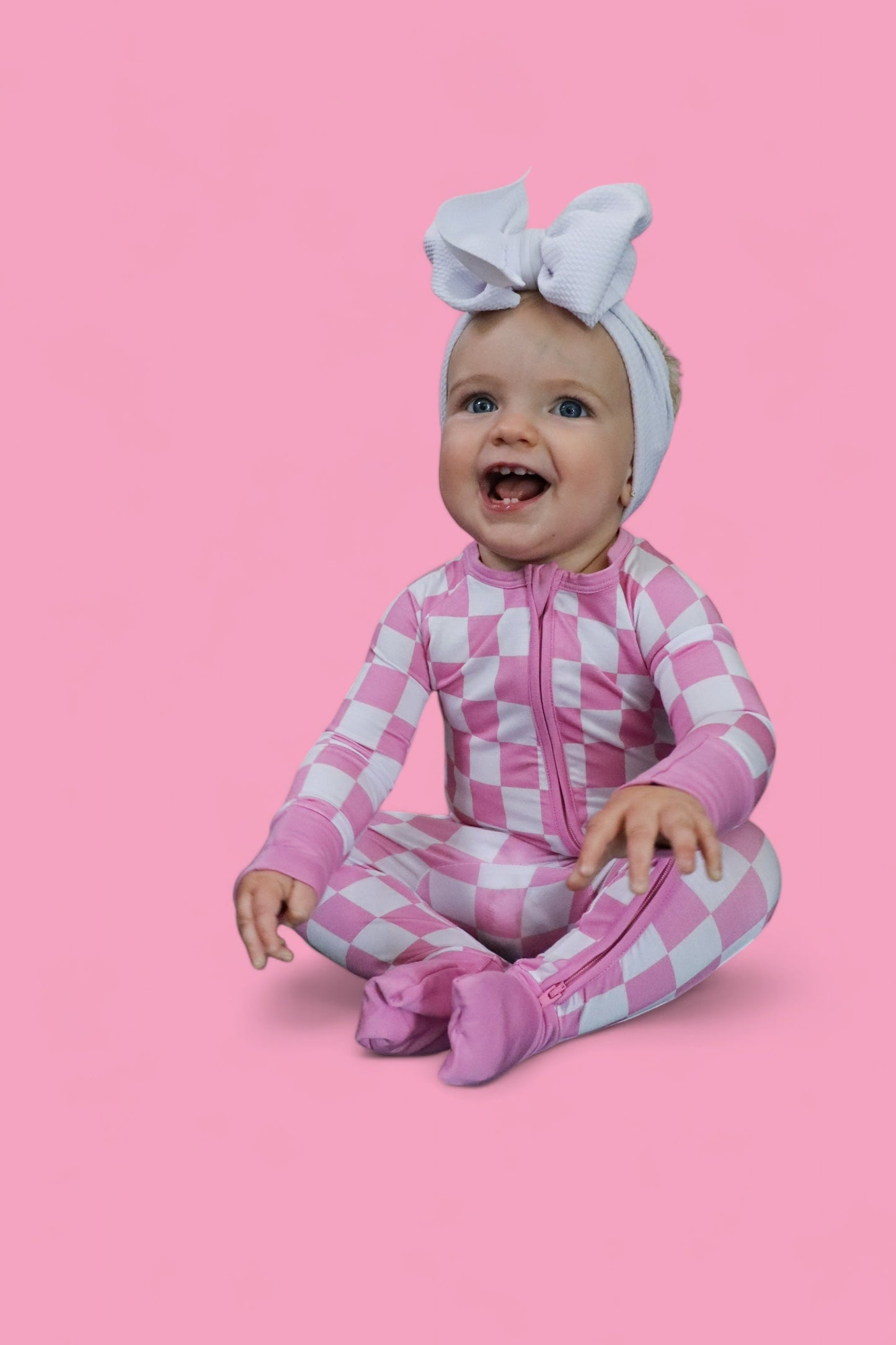 BUBBLEGUM CHECKERS DREAM ZIPPER ROMPER