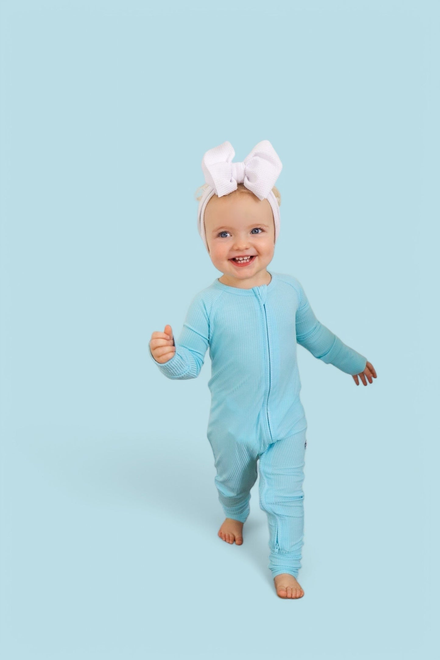 CAPRI BLUE RIB DREAM ZIPPER ROMPER