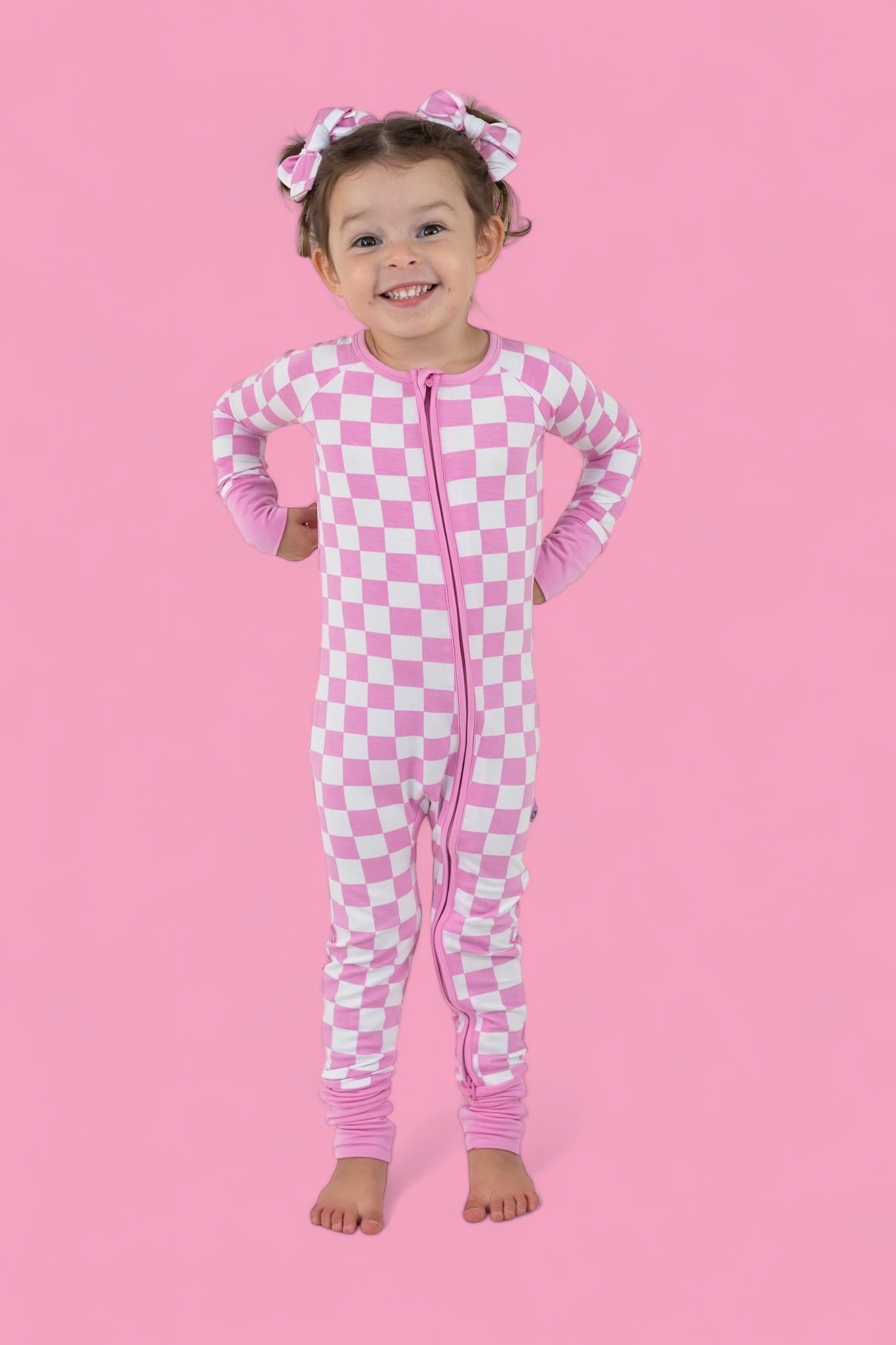 BUBBLEGUM CHECKERS DREAM ZIPPER ROMPER