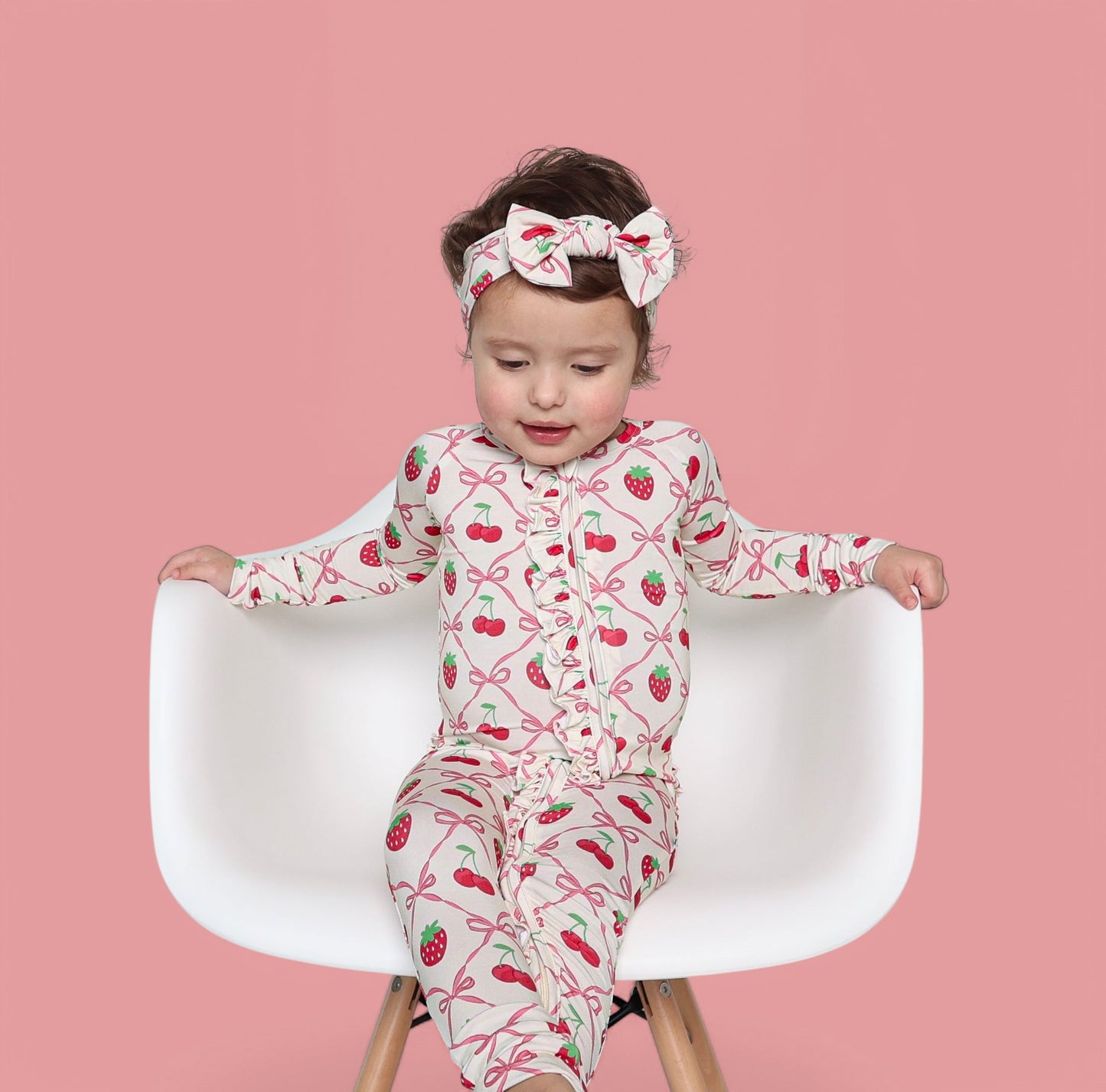 CHERRY BOW BERRY DREAM RUFFLE ZIPPER ROMPER