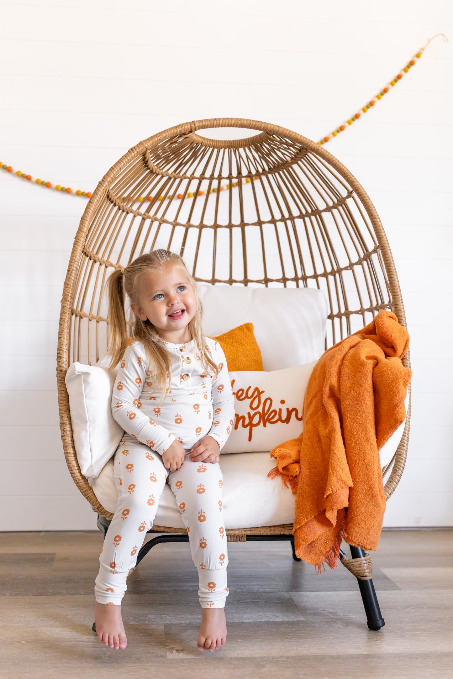 Pumpkin Posie 2pc Floral Bamboo Pajamas for Kids - Sizes Newborn & Up!