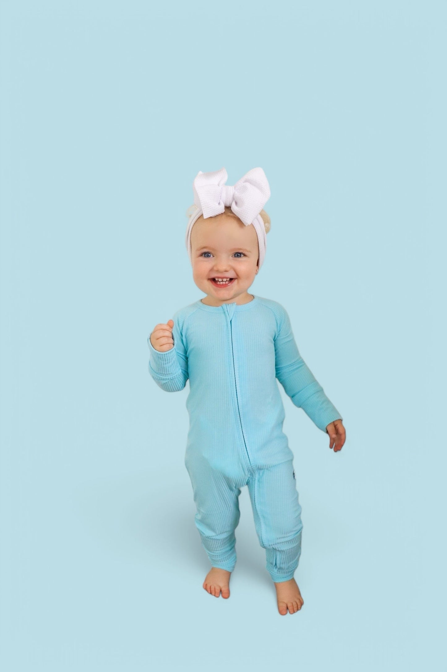 CAPRI BLUE RIB DREAM ZIPPER ROMPER