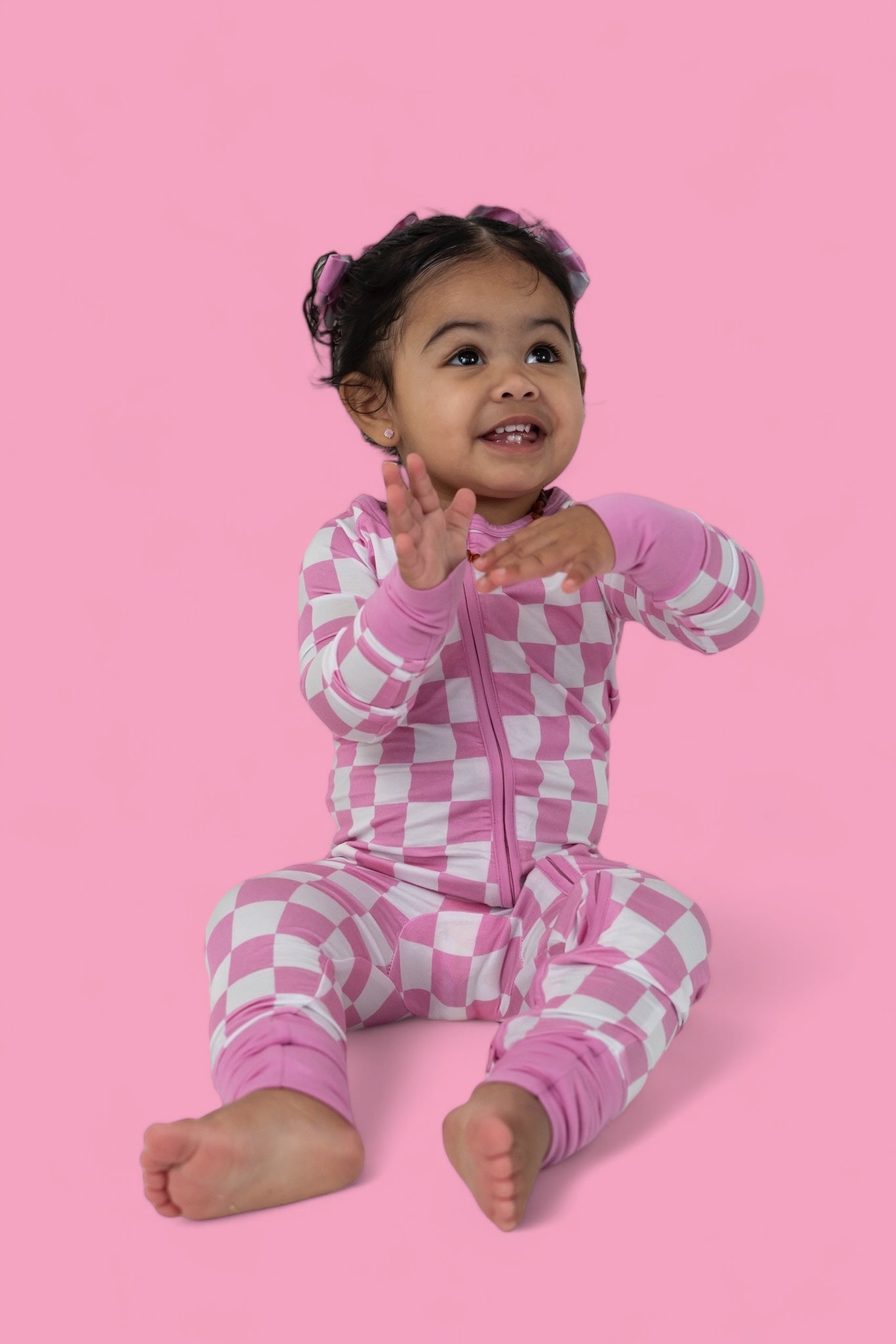 BUBBLEGUM CHECKERS DREAM ZIPPER ROMPER