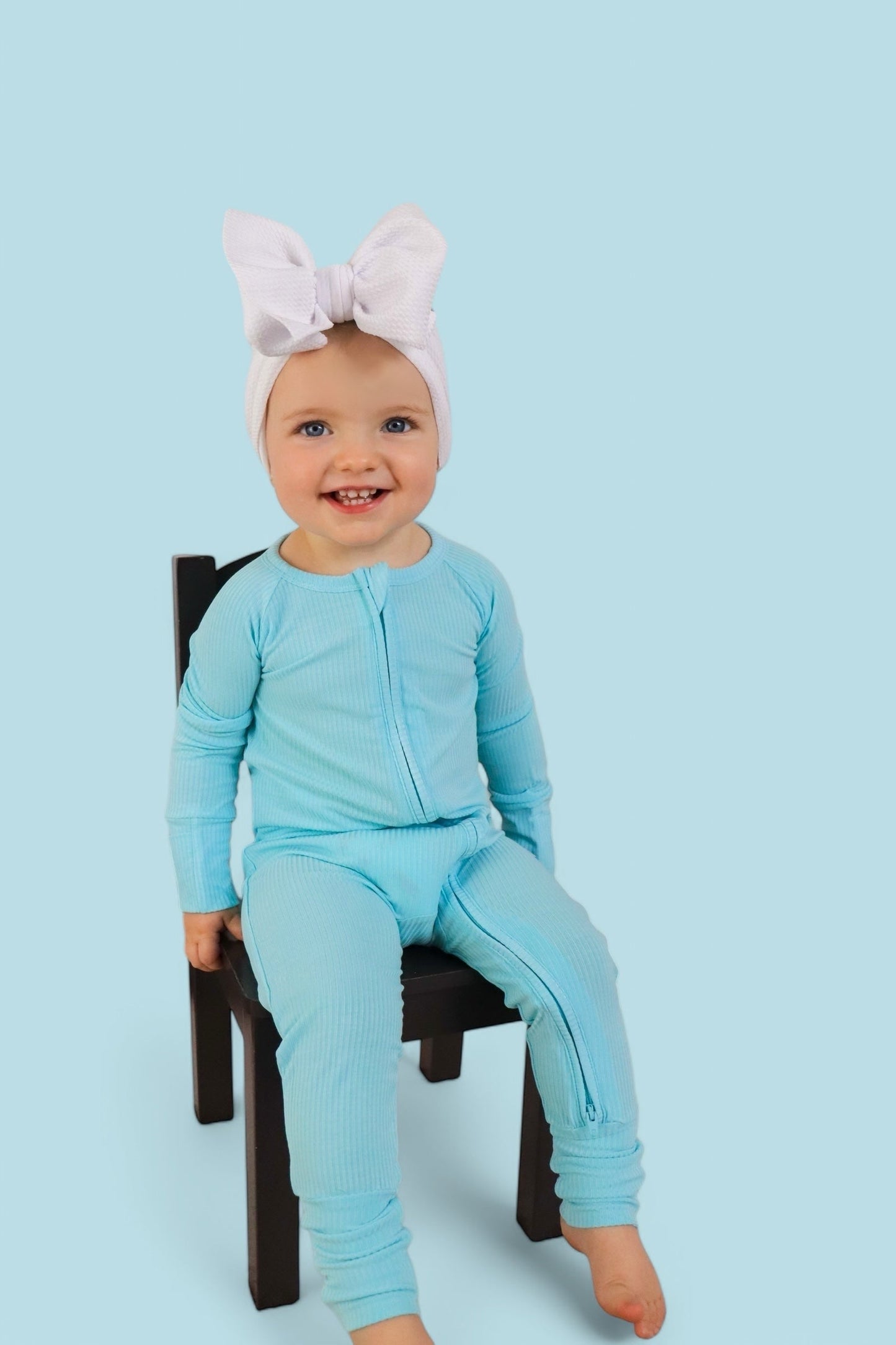 CAPRI BLUE RIB DREAM ZIPPER ROMPER
