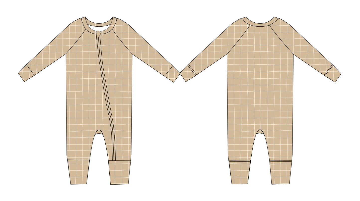 Cinnamon Cider Grid - Zipper Romper