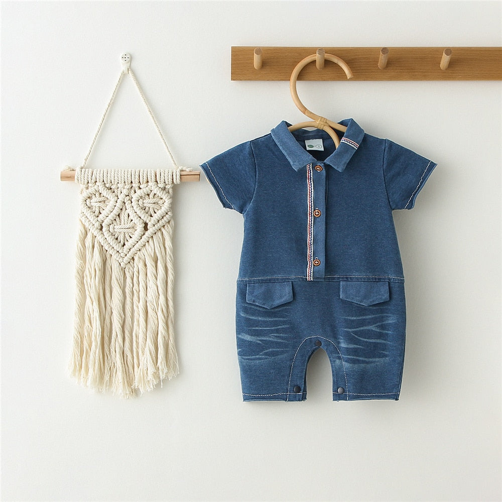 Baby Short Sleeve Denim Rompers