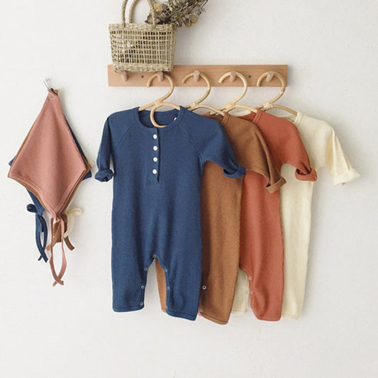 Soft Long Sleeve Solid Jumpsuit Romper