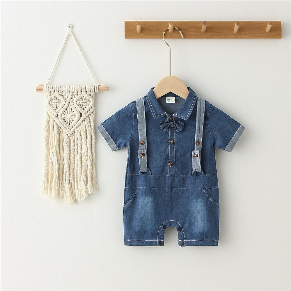 Baby Short Sleeve Denim Rompers