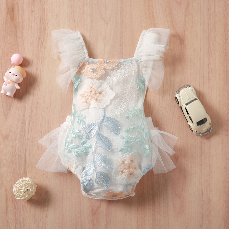 Lace Ruffle Playsuit Floral Romper