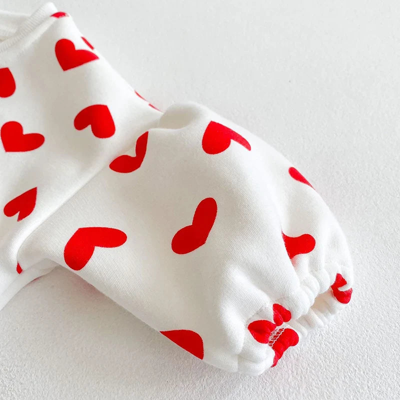 Plush Love Heart Bodysuit Romper Set
