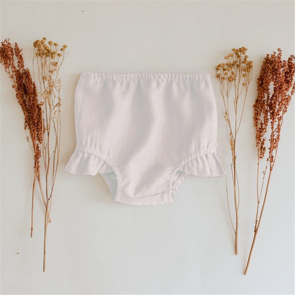 Baby Girl Solid Linen Shorts