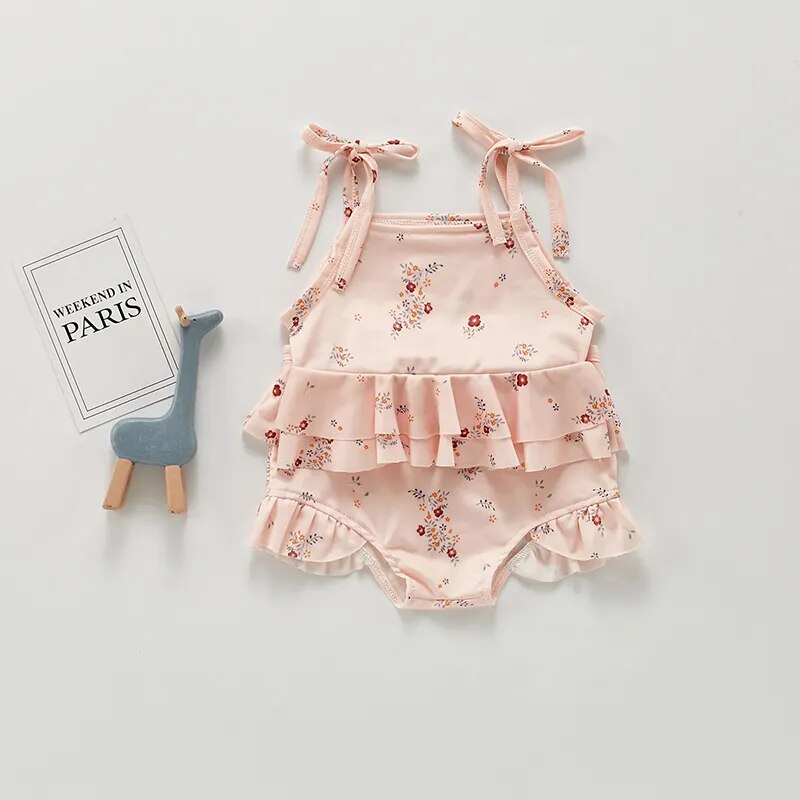 Ribbed Lemon Print Baby Swimsuits