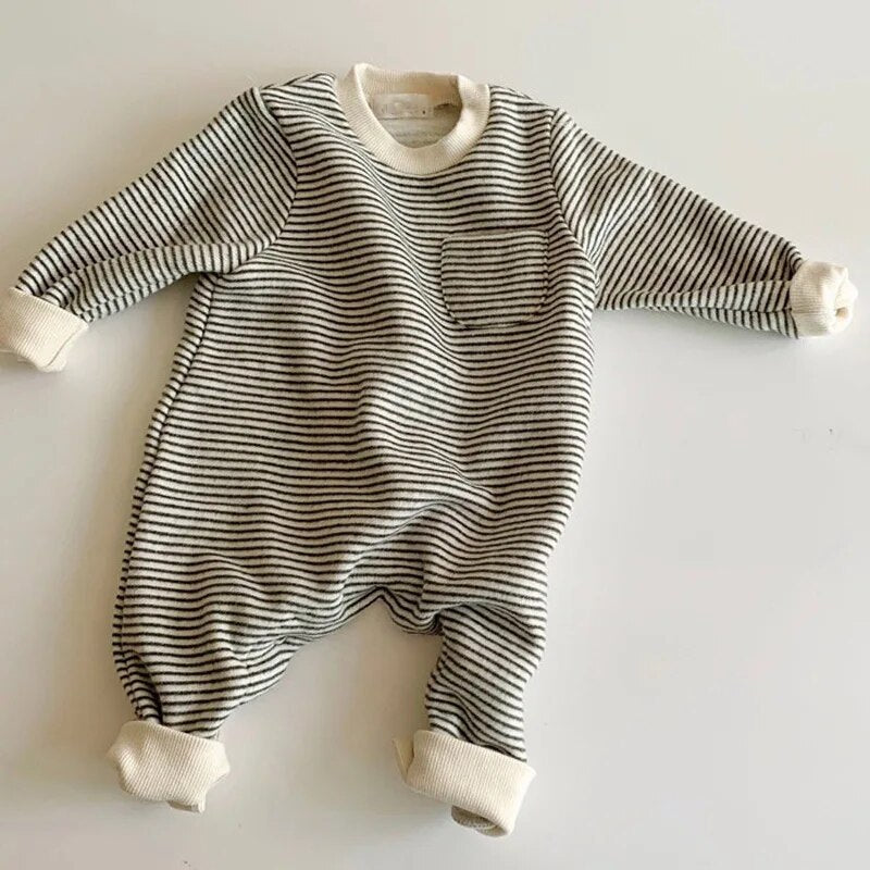 Thick Striped Sweater Jumpsuit Romper