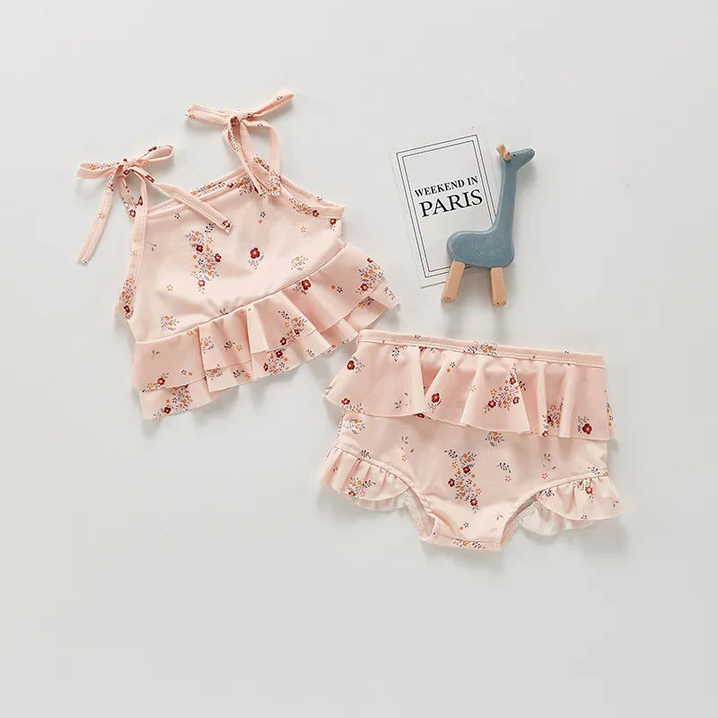Ribbed Lemon Print Baby Swimsuits