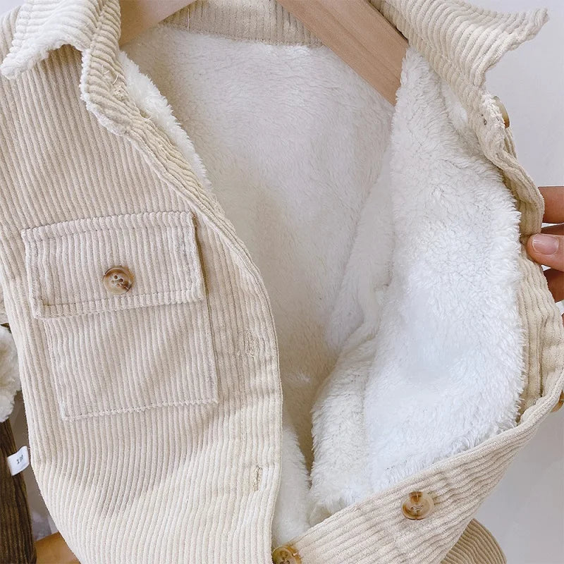 Fur Lining Corduroy Jumpsuit Romper