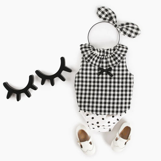 Polka Dot Bloomer Plaid Set