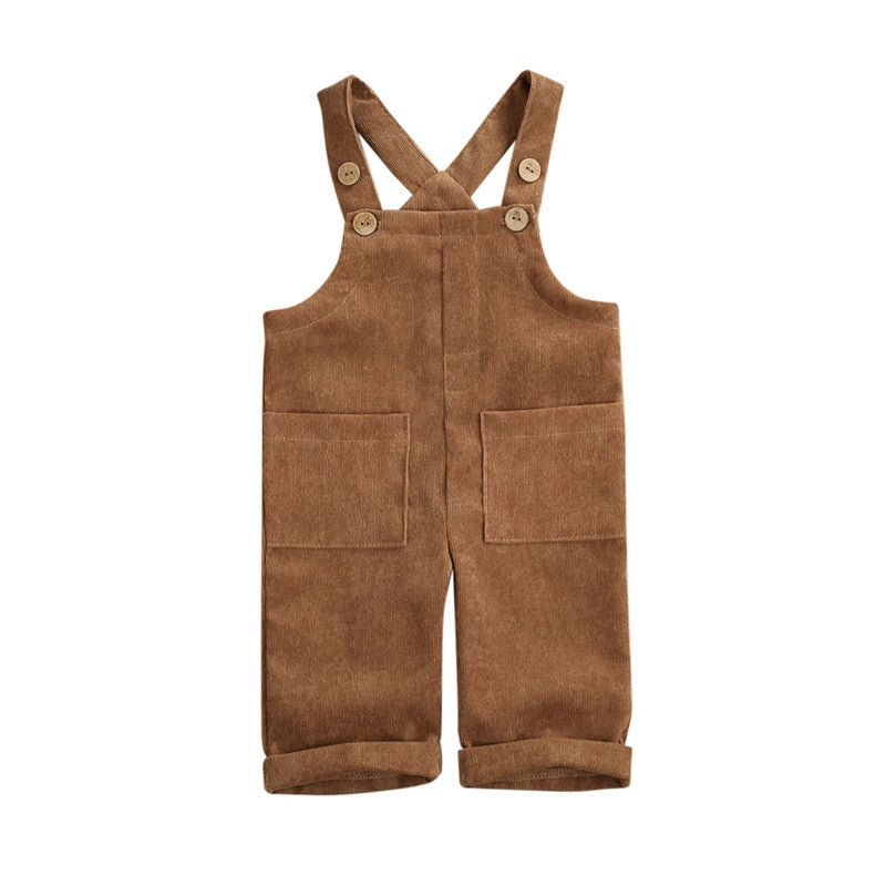 Soft Cotton Corduroy Suspender Jumpsuit Romper Overalls