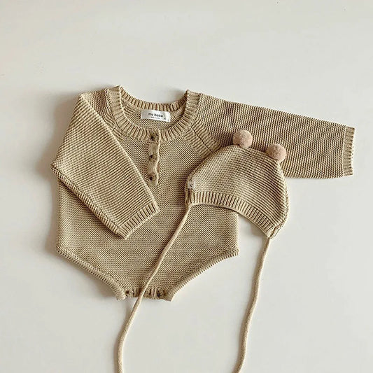 Long Sleeve Knitted Bodysuit Romper Set