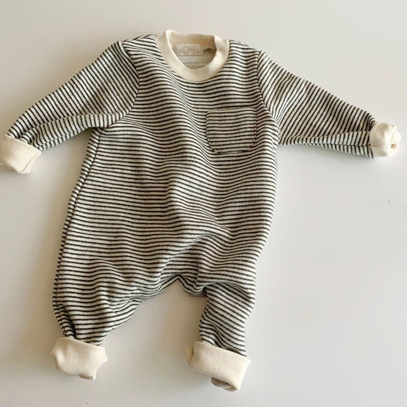 Thick Striped Sweater Jumpsuit Romper