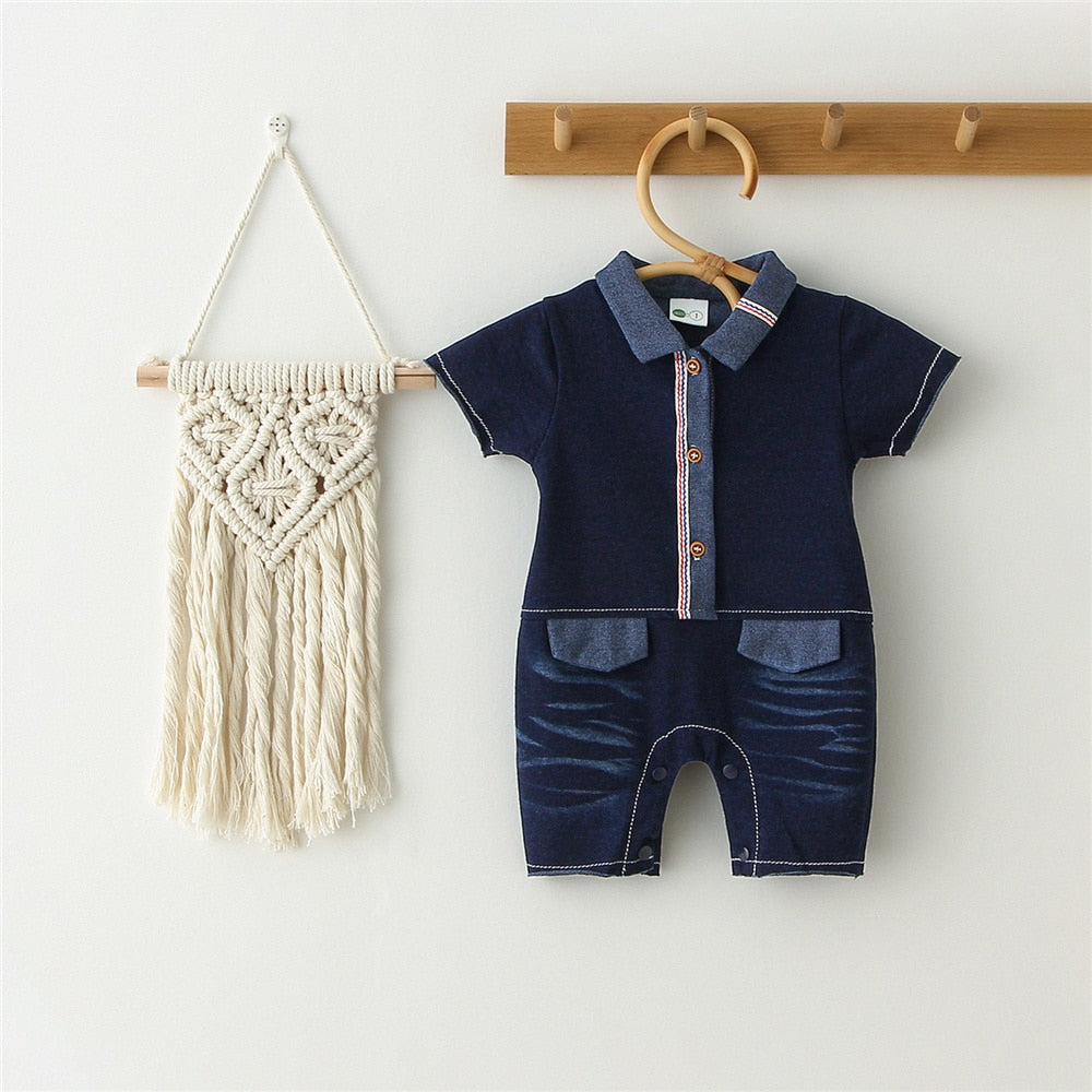Baby Short Sleeve Denim Rompers
