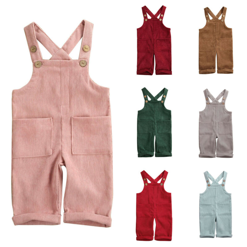 Soft Cotton Corduroy Suspender Jumpsuit Romper Overalls