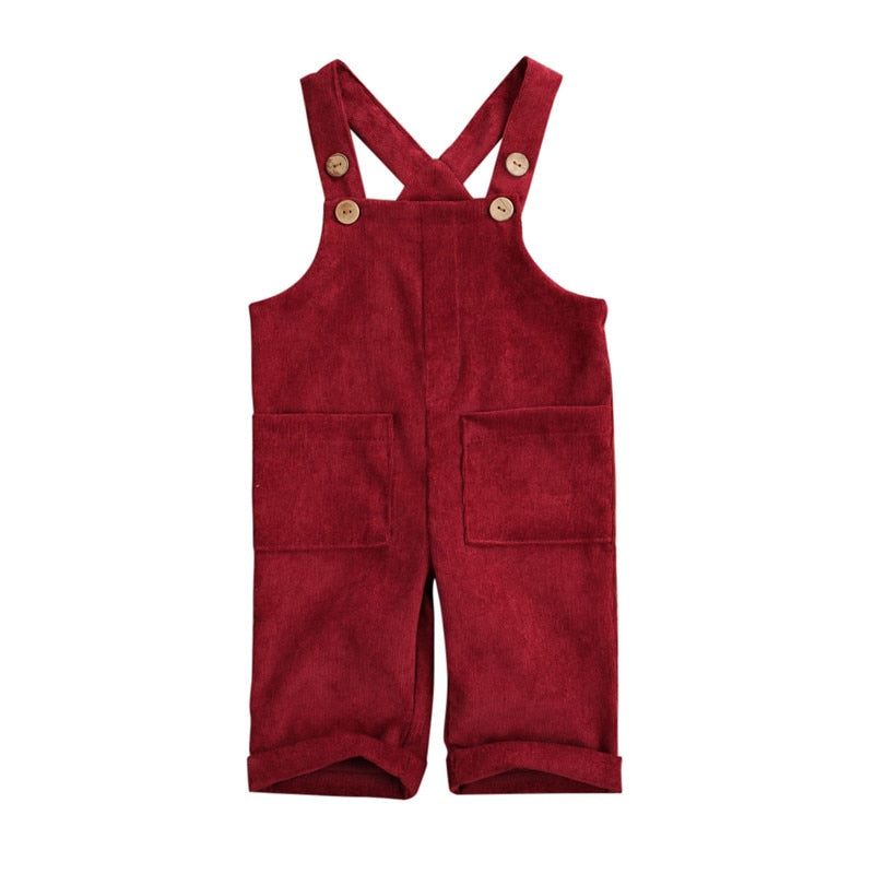 Soft Cotton Corduroy Suspender Jumpsuit Romper Overalls